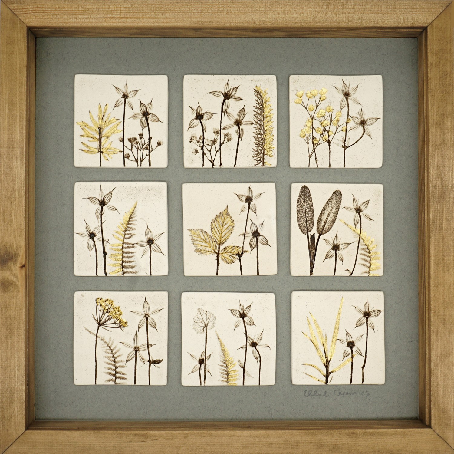 Nine Framed Botanical Tiles