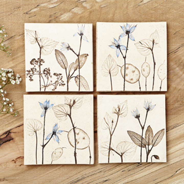 Handmade Tiles With Floral Imagery
