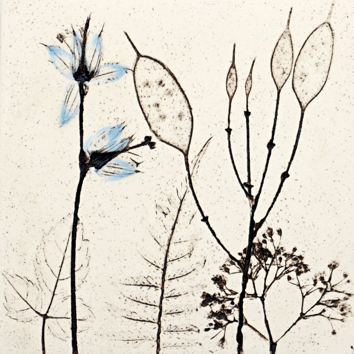 10cm Blue Flora and Fauna Tile