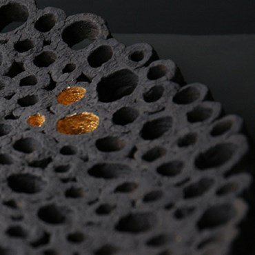 Large Dark Circles Bowl with 24ct Gold Leaf