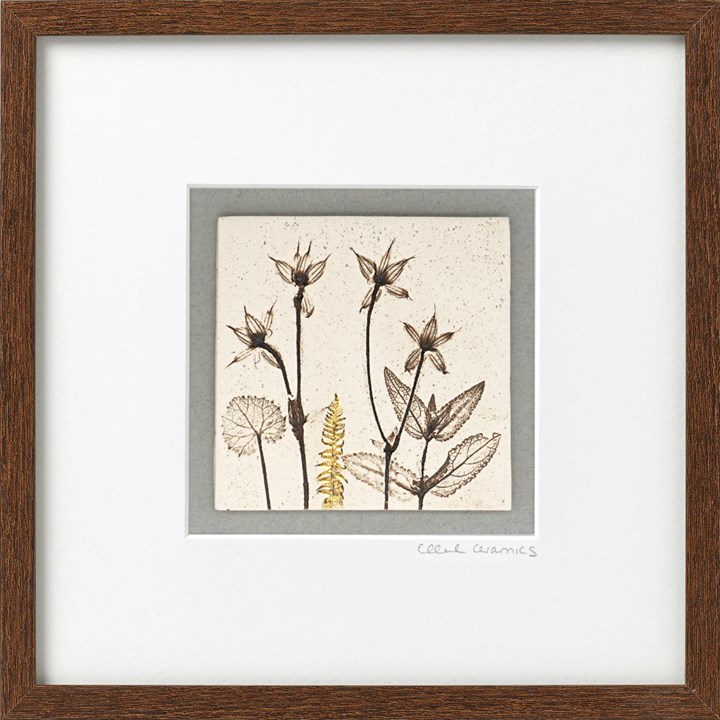Framed Botanical Tile with 24ct Gold Leaf
