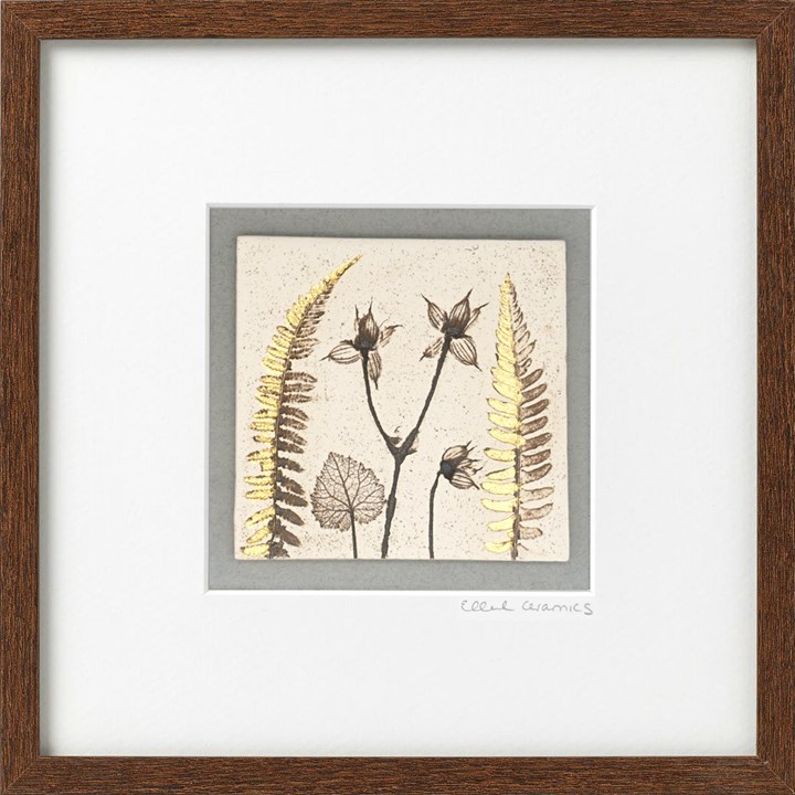 Framed Botanical Tile with 24ct Gold Leaf