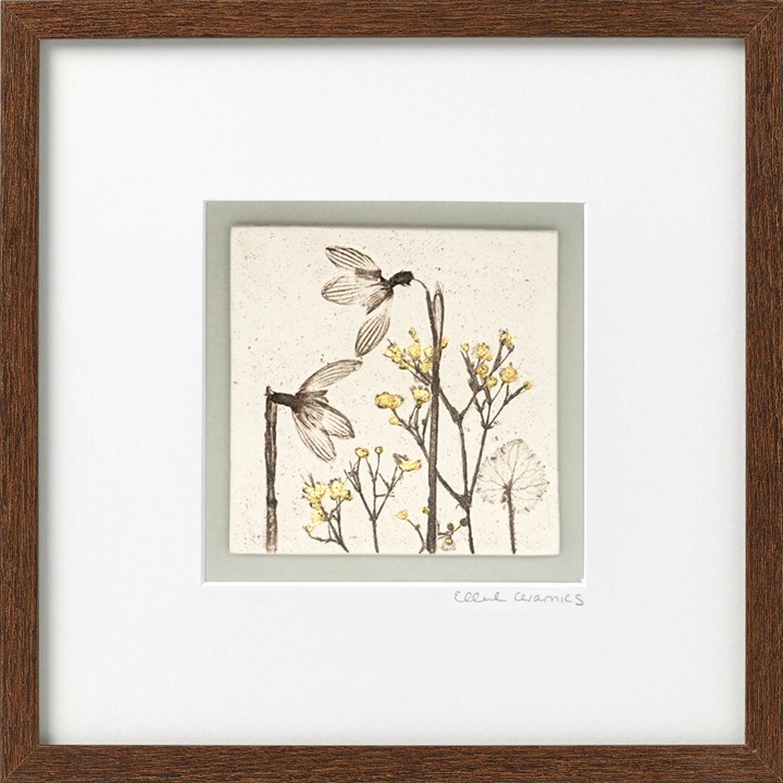 Framed Snowdrop Tile with 24ct Gold Leaf
