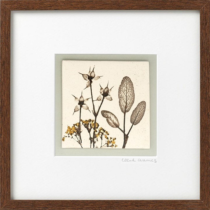 Framed Botanical Tile with 24ct Gold Leaf