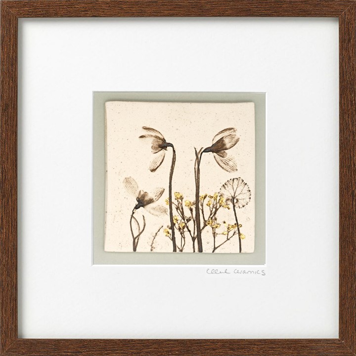 Framed Snowdrop Tile with 24ct Gold Leaf