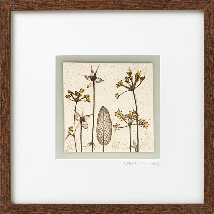 Framed Botanical Tile with 24ct Gold Leaf