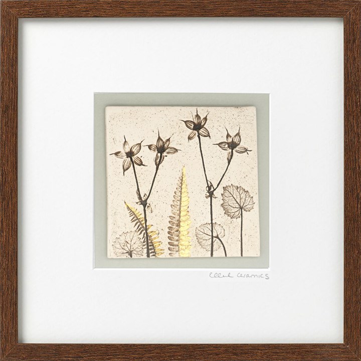 Framed Botanical Tile with 24ct Gold Leaf
