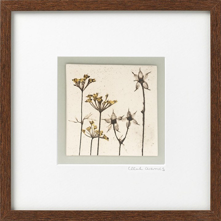 Framed Botanical Tile with 24ct Gold Leaf
