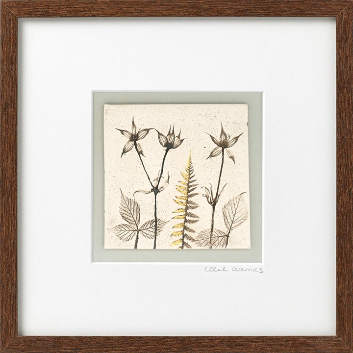 Framed Botanical Tile with 24ct Gold Leaf