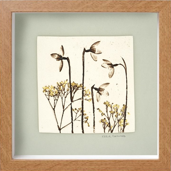 Box Framed Snowdrop Tile with 24ct Gold Leaf