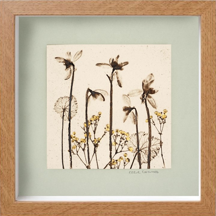 Box Framed Snowdrop Tile with 24ct Gold Leaf