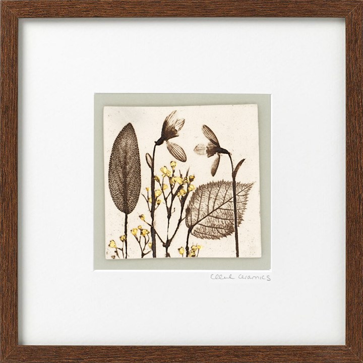 Framed Snowdrop Tile with 24ct Gold Leaf