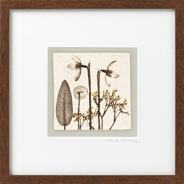 Framed Snowdrop Tile with 24ct Gold Leaf