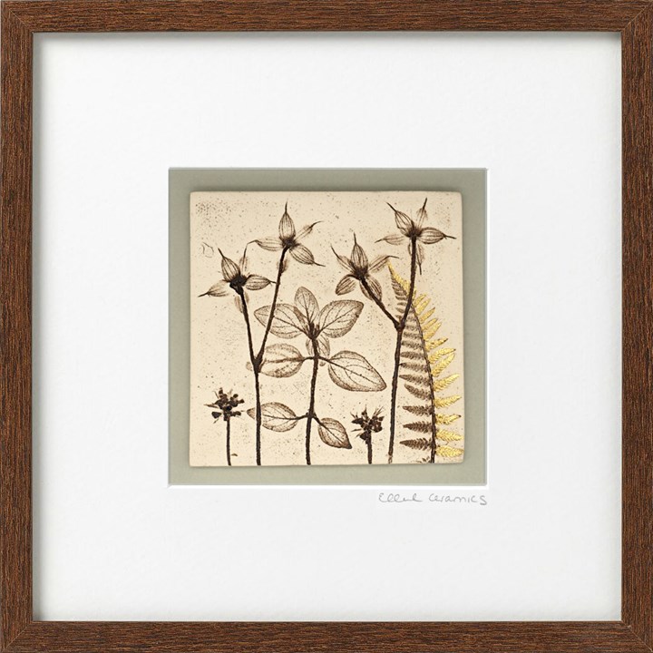 Framed Botanical Tile with 24ct Gold Leaf