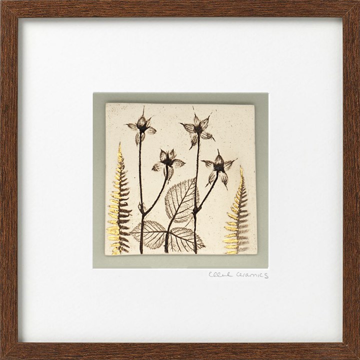 Framed Botanical Tile with 24ct Gold Leaf