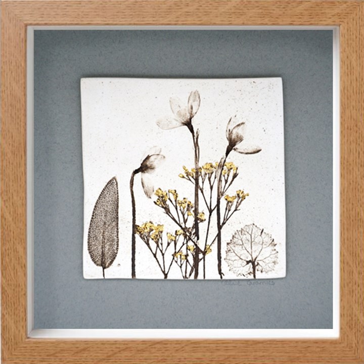 Box Framed Snowdrop Tile with 24ct Gold Leaf