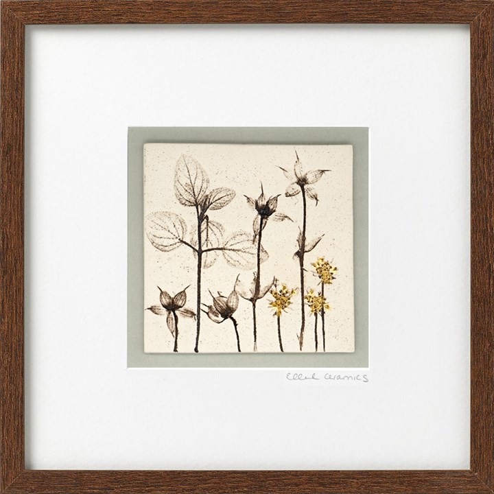 Framed Botanical Tile with 24ct Gold Leaf