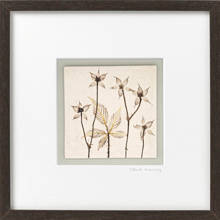Framed Botanical Tile with 24ct Gold Leaf