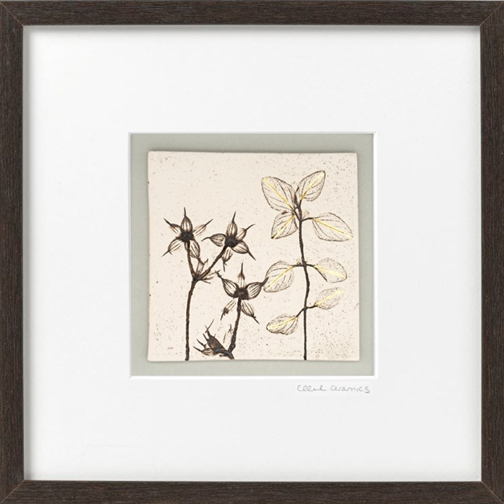 Framed Botanical Tile with 24ct Gold Leaf