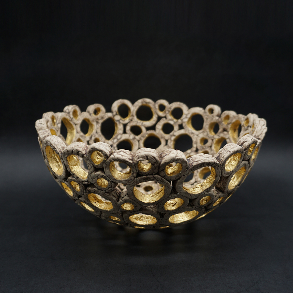 20cm Circle Bowl With 24ct Gold Leaf