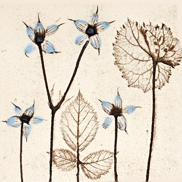 10cm Blue Botanical Tile
