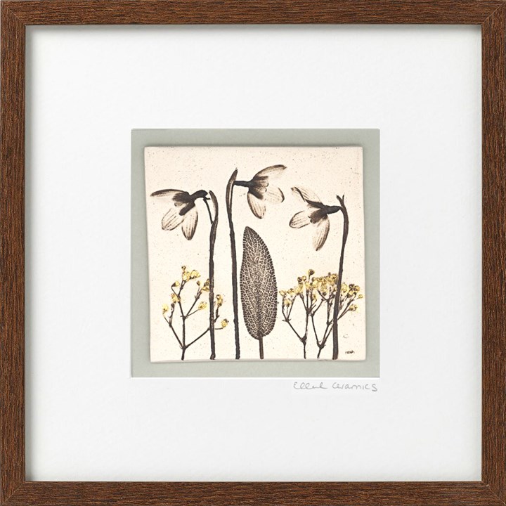 Framed Botanical Tile with 24ct Gold Leaf