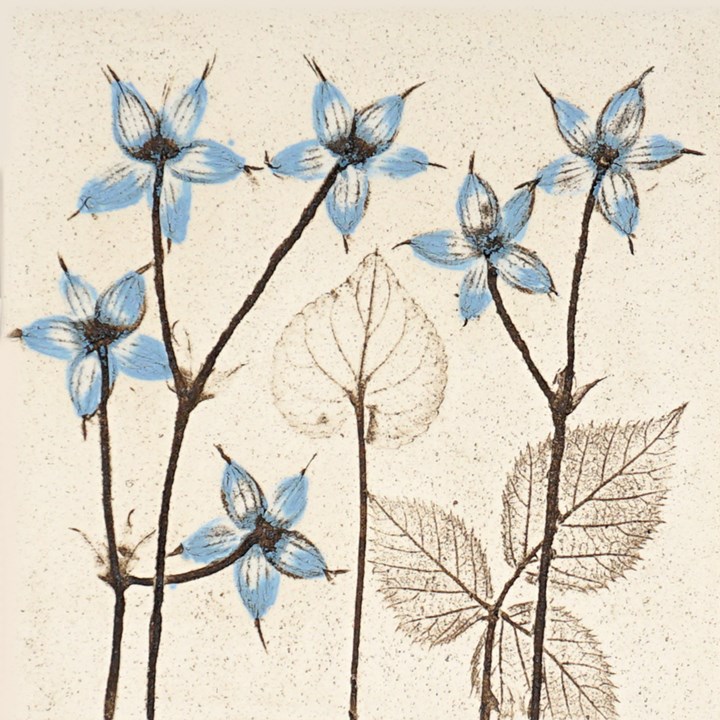 10cm Blue Botanical Tile