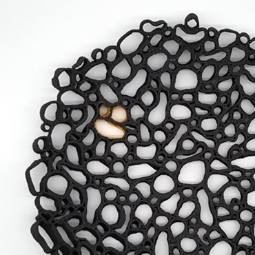 Black Rock Formation Sculpture with 24ct Gold
