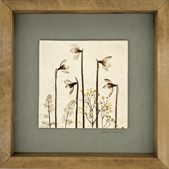 Box Framed Snowdrop Tile with 24ct Gold Leaf