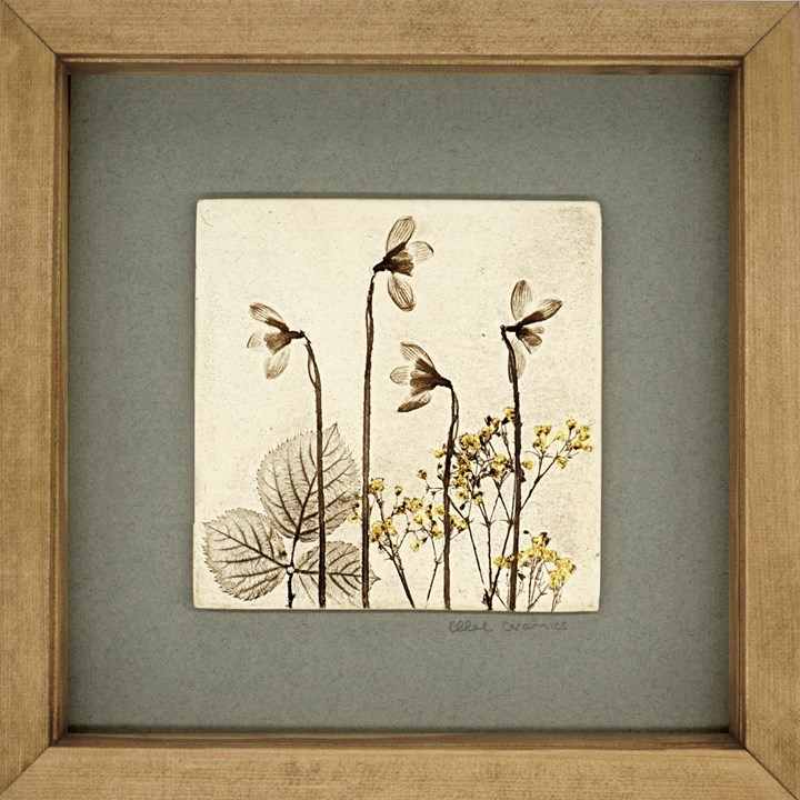 Box Framed Snowdrop Tile with 24ct Gold Leaf