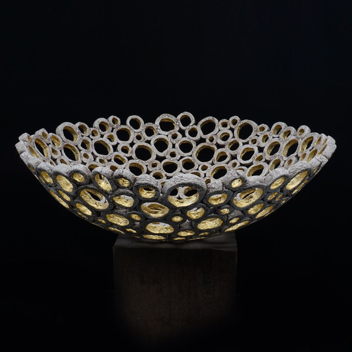 Cellular Bowl With 24ct Gold Leaf