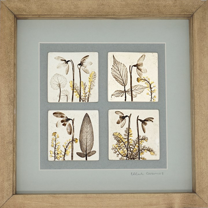 Four Framed Botanical Tiles