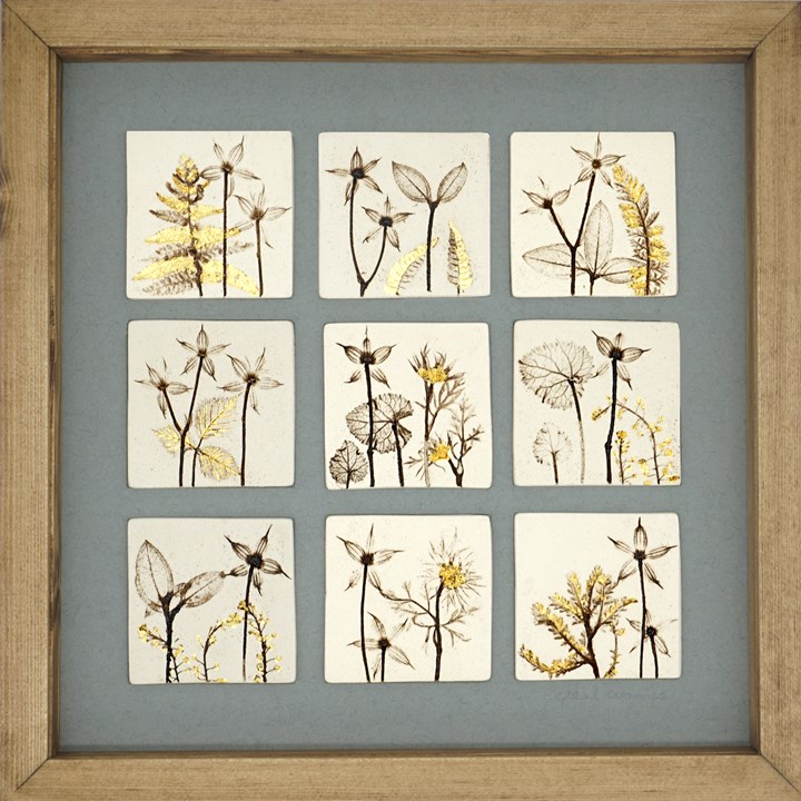 Nine Framed Botanical Tiles