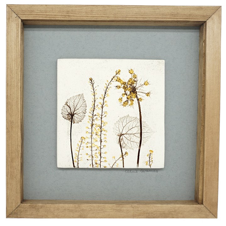 Box Framed Botanical Tile with 24ct Gold Leaf