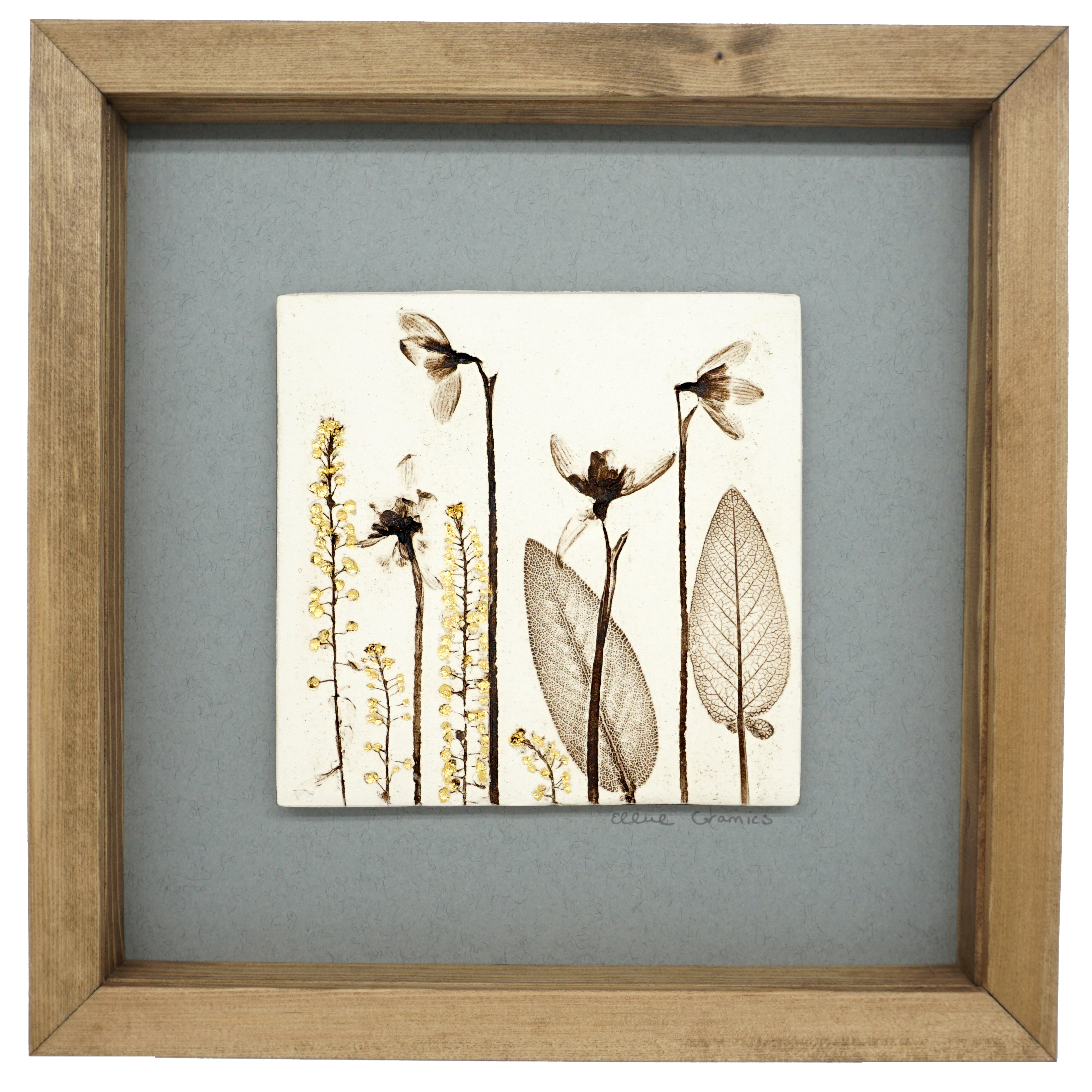 Box Framed Snowdrop Tile with 24ct Gold Leaf
