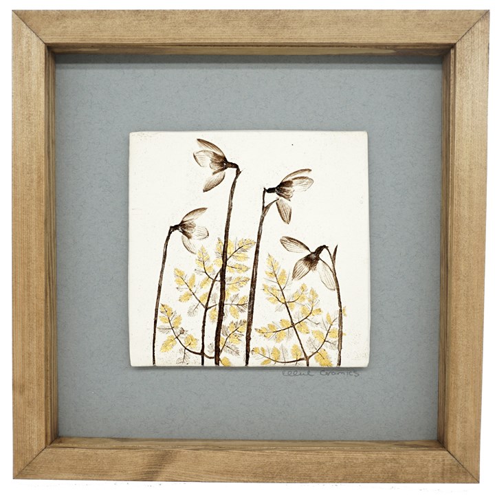 Box Framed Snowdrop Tile with 24ct Gold Leaf