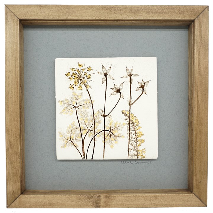 Box Framed Botanical Tile with 24ct Gold Leaf