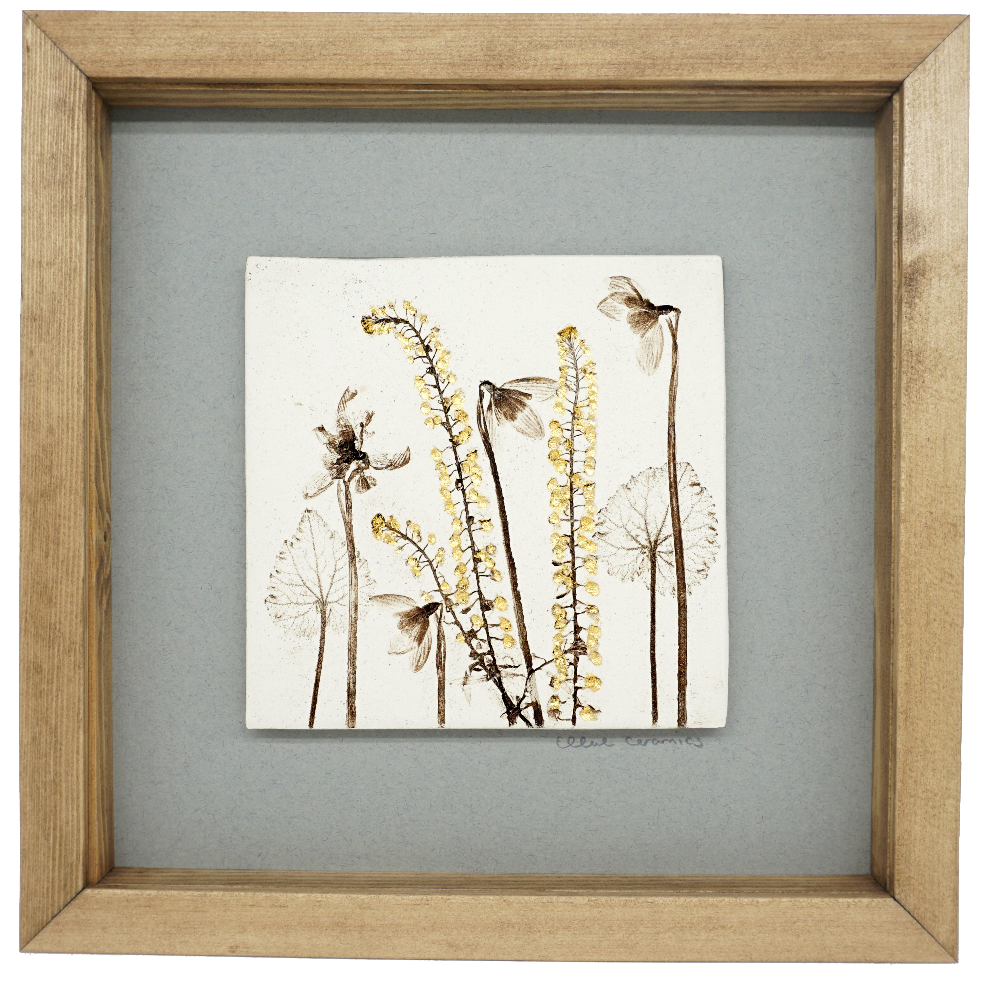 Box Framed Snowdrop Tile with 24ct Gold Leaf