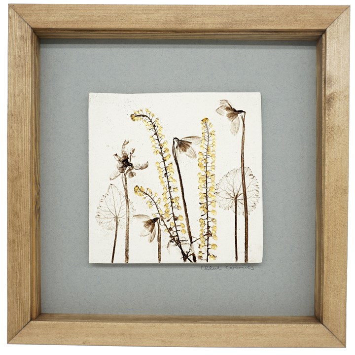 Box Framed Snowdrop Tile with 24ct Gold Leaf