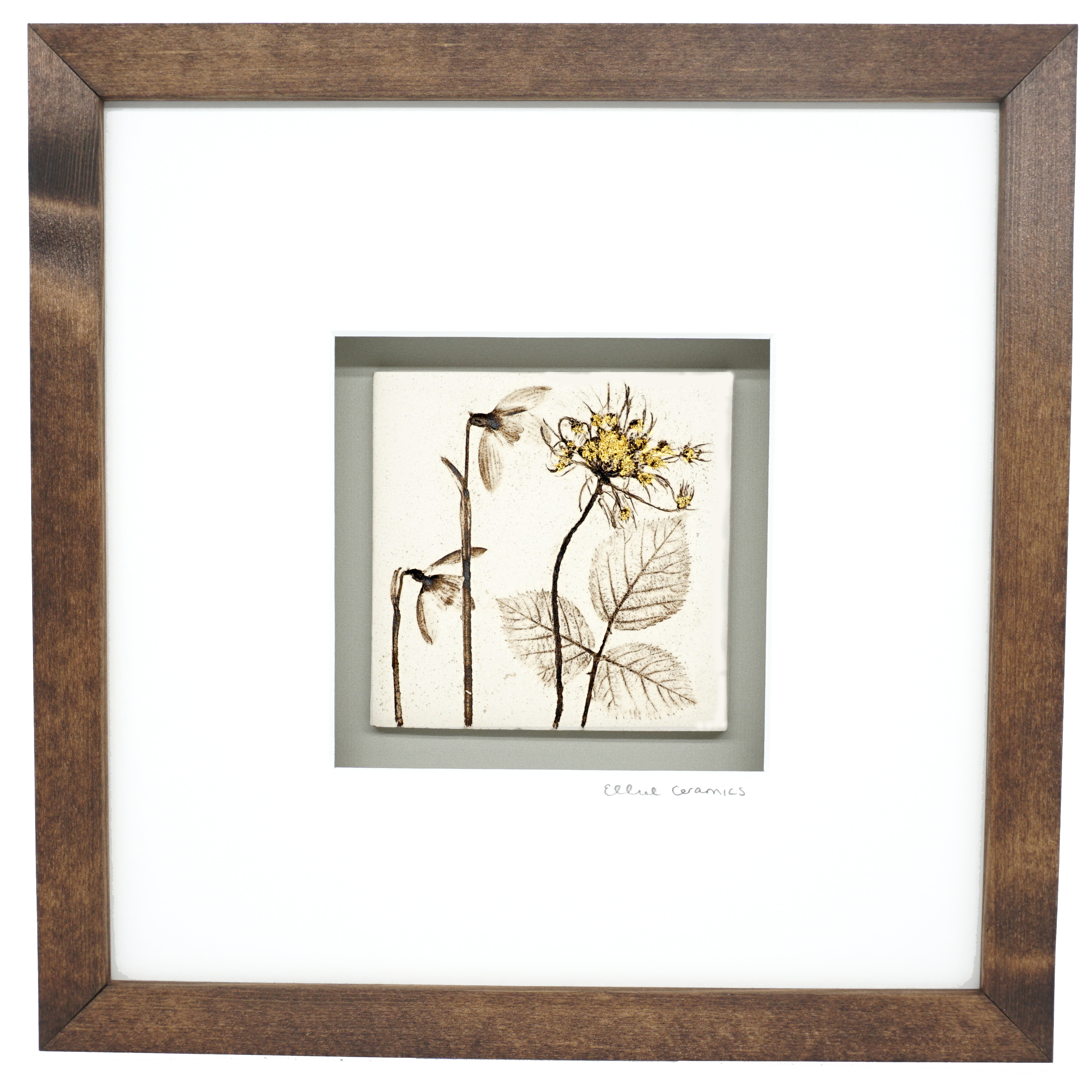 Box Framed Snowdrop Tile with 24ct Gold Leaf