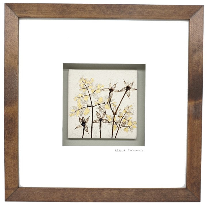 Box Framed Botanical Tile with 24ct Gold Leaf