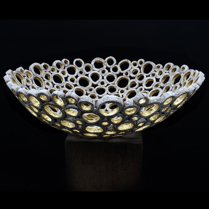 Cellular Bowl With 24ct Gold Leaf